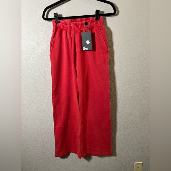 NWT The Kooples Vibrant Red Joggers, Small Petite or Small.  Size 1 - Picture 1 of 4